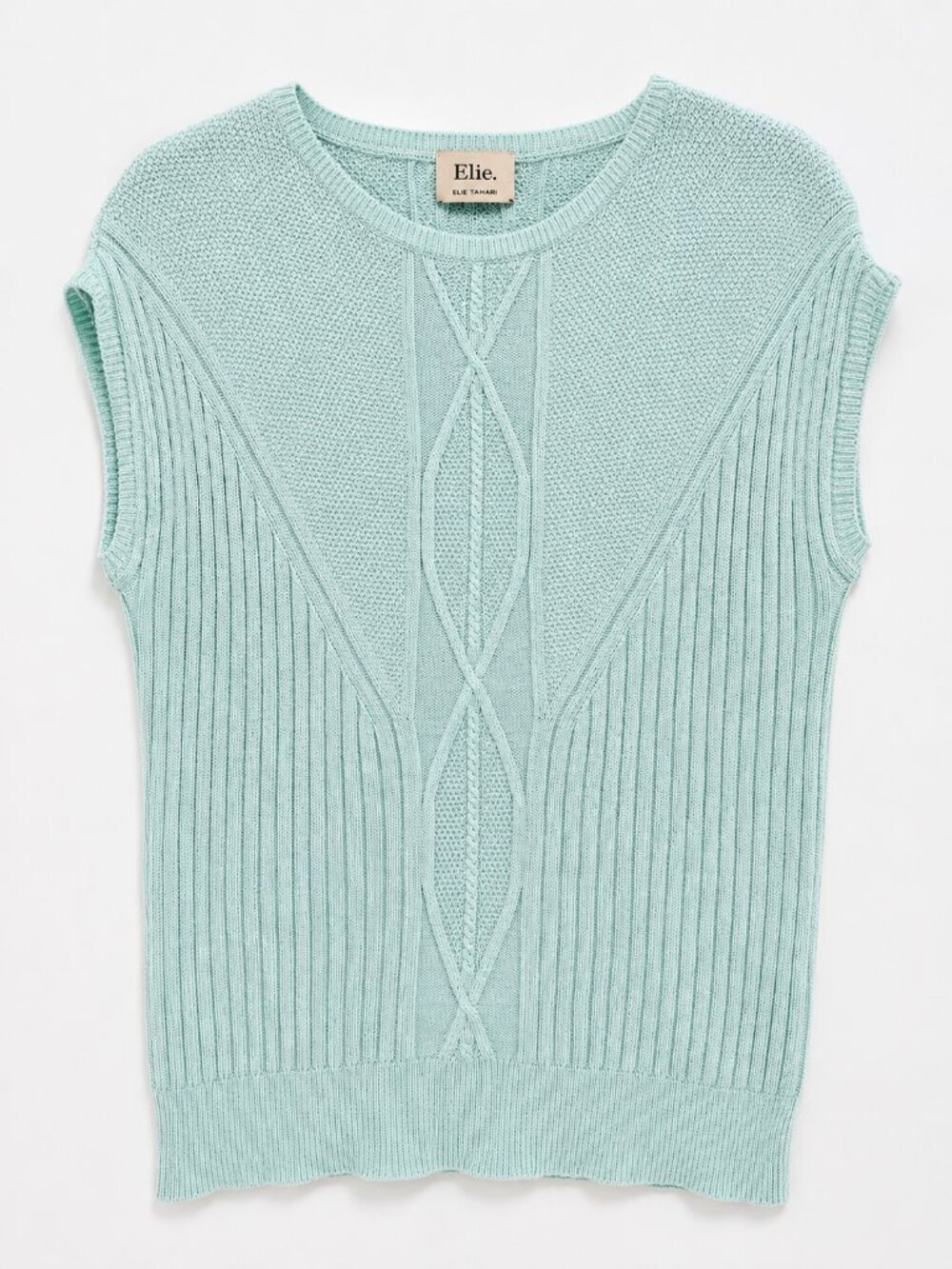 Elie Tahari Mint Green Textured Knit Sweater Vest Sleeveless Top Size M